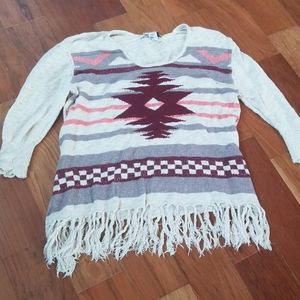 Native Knit Fringe Sweater 100% Cotton